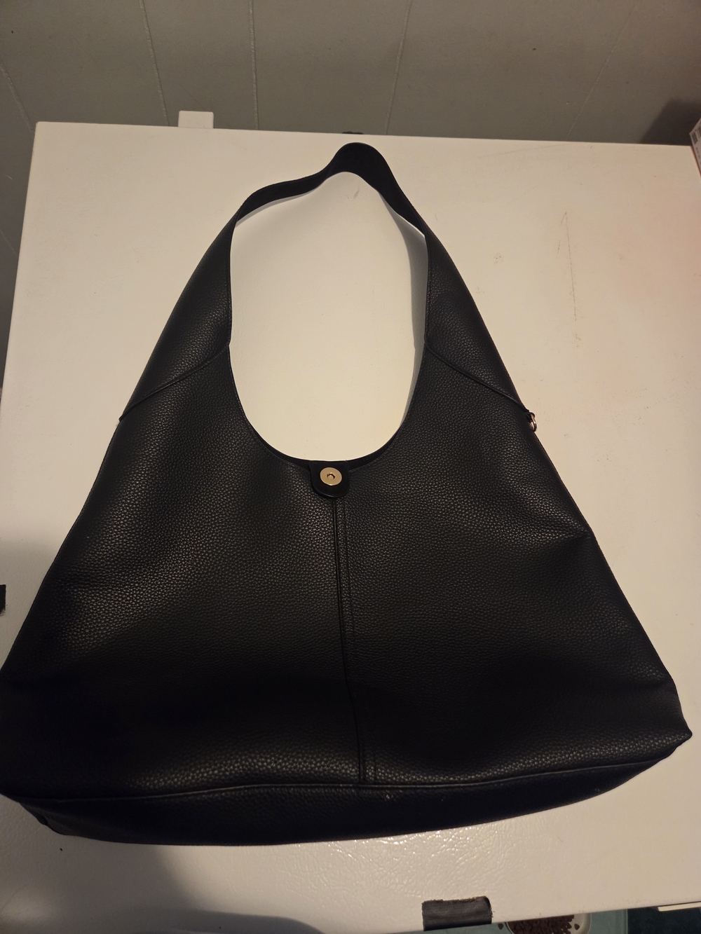 A New Day Black Faux Leather Hobo Shoulder Bag - Unbranded
